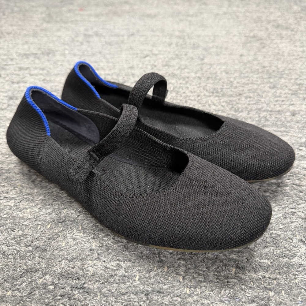 Rothy's The Square Mary Jane Flats Women 7 Black Knit Washable Twee Ballet